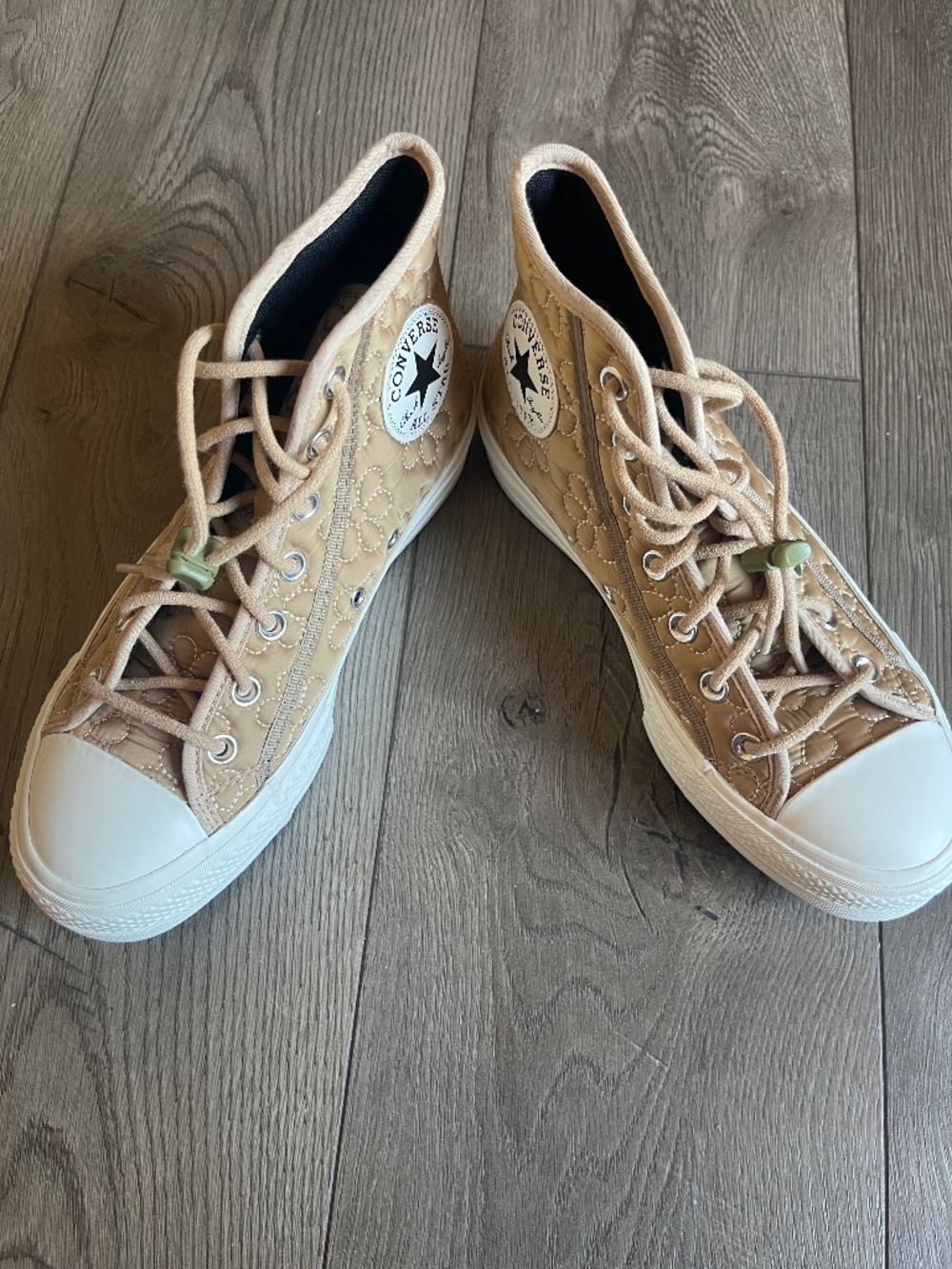 Converse Tan Floral Quilted Platform Hightops